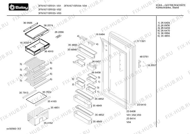 Взрыв-схема холодильника Balay 3FN1671SR - Схема узла 02