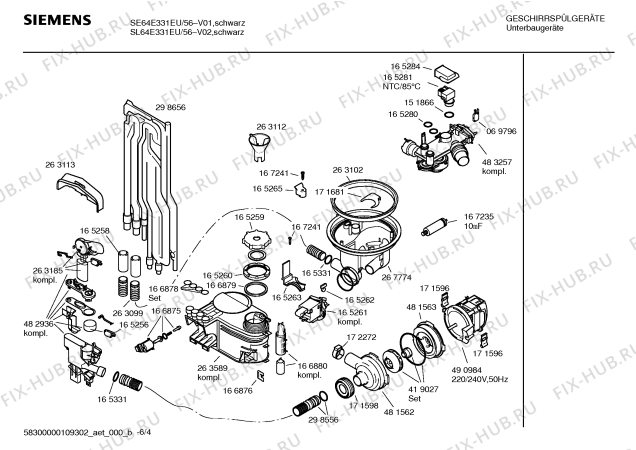 Схема №6 SL64E331EU с изображением Инструкция по эксплуатации для посудомойки Siemens 00598150