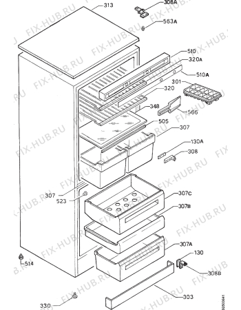 Взрыв-схема холодильника Arthurmartinelux AR2559B - Схема узла Housing 001