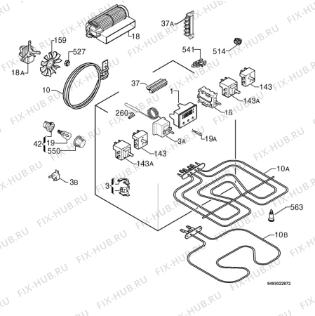 Взрыв-схема плиты (духовки) Privileg 072517_60094 - Схема узла Electrical equipment 268