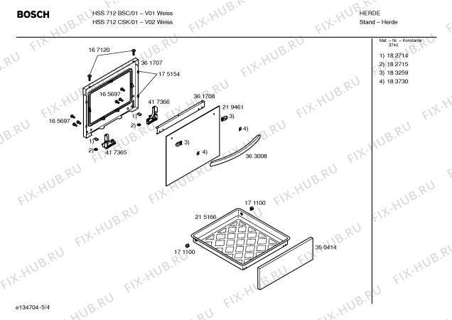 Взрыв-схема плиты (духовки) Bosch HSS712CSK - Схема узла 04