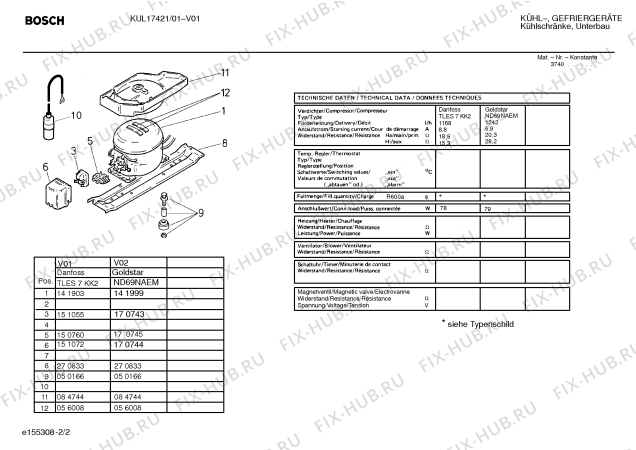Взрыв-схема холодильника Bosch KUL17421 - Схема узла 02