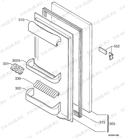 Взрыв-схема холодильника Acec RFI2310 - Схема узла Door 003