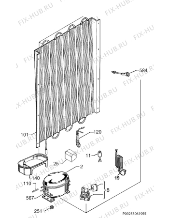 Взрыв-схема холодильника Electrolux FI291/2T - Схема узла Cooling system 017