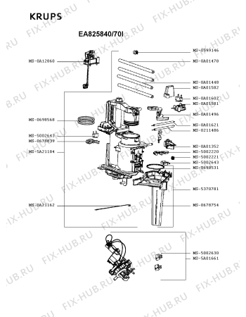 Схема №4 EA825840/70F с изображением Корпусная деталь для кофеварки (кофемашины) Krups MS-5A12909