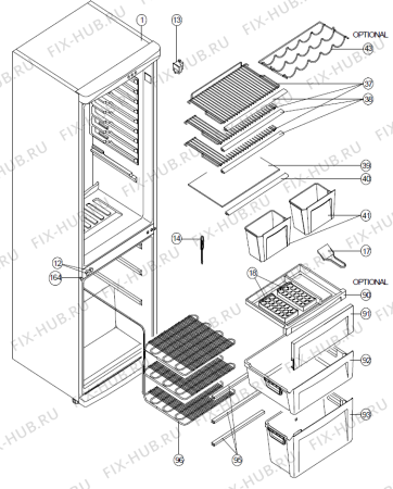 Взрыв-схема холодильника Upo RF3220S   -Fridge freezer (171716, V38001007) - Схема узла 02