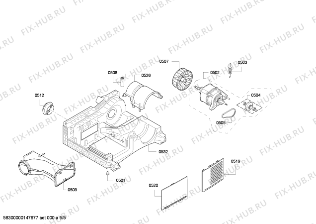 Взрыв-схема сушильной машины Bosch WTV74305 - Схема узла 05