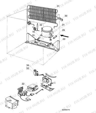 Взрыв-схема холодильника Clatronic GB62I - Схема узла Cooling system 017