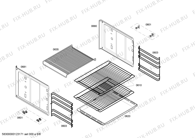 Взрыв-схема плиты (духовки) Bosch HBN560561B - Схема узла 06