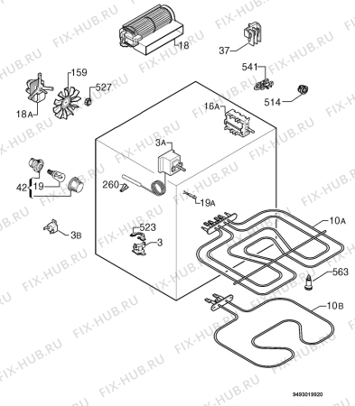 Взрыв-схема плиты (духовки) Zanussi ZOS745QX - Схема узла Electrical equipment 268