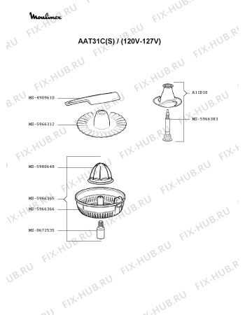 Взрыв-схема кухонного комбайна Moulinex AAT31C(S) - Схема узла MP002486.2P2