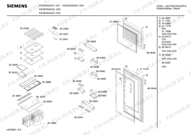 Взрыв-схема холодильника Siemens KS39V620 - Схема узла 02
