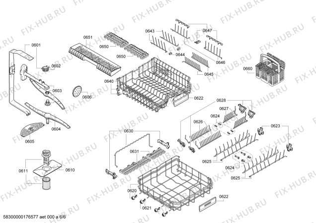 Взрыв-схема посудомоечной машины Neff S41N65N6EU - Схема узла 06