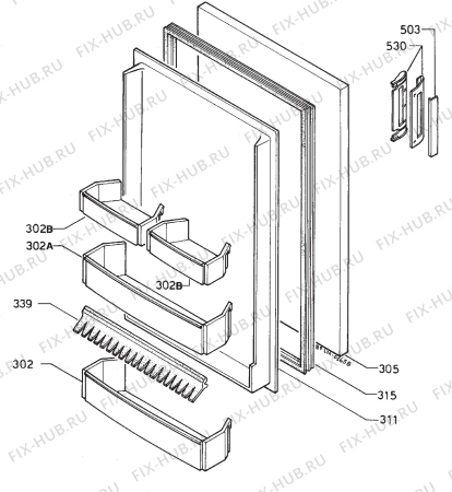 Взрыв-схема холодильника Electrolux RF594G - Схема узла Door 003