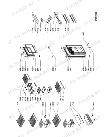 Схема №4 ART 658/IX с изображением Дверь для холодильной камеры Whirlpool 481943054001