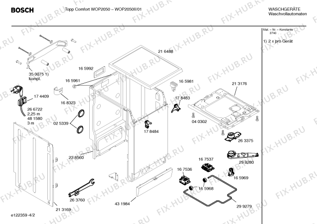 Взрыв-схема стиральной машины Bosch WOP2050II Topp Comfort WOP2050 - Схема узла 02