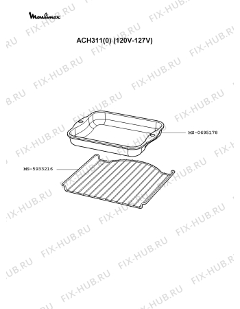 Взрыв-схема плиты (духовки) Moulinex ACH311(0) - Схема узла UP002119.8P2