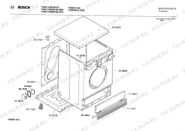 Взрыв-схема сушильной машины Bosch T45659 T456 - Схема узла 02