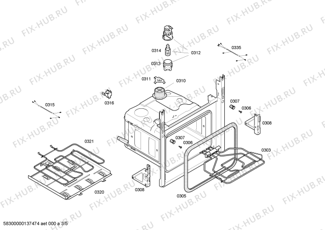 Взрыв-схема плиты (духовки) Bosch HBA10B420E - Схема узла 03