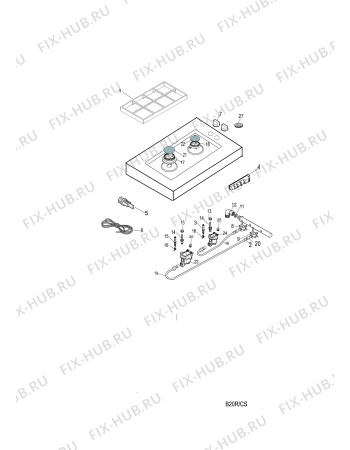 Взрыв-схема плиты (духовки) Ariston B20RCSAR9 (F044867) - Схема узла