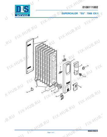 Схема №1 7006EX:1 с изображением Микромодуль для обогревателя (вентилятора) DELONGHI 5908012900