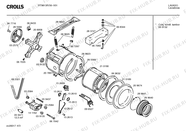 Схема №4 RT9813R Crolls RT9813R с изображением Кабель для стиралки Bosch 00209795