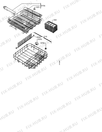 Взрыв-схема посудомоечной машины Juno JSV2541 - Схема узла Baskets, tubes 061