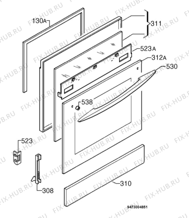 Взрыв-схема плиты (духовки) Zanussi ZCM650C/HU - Схема узла Door 003