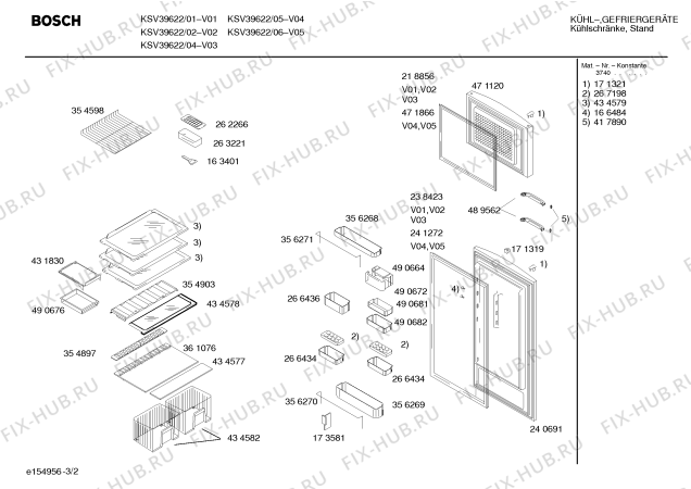 Схема №3 KSV39602ME с изображением Дверь для холодильной камеры Bosch 00240691