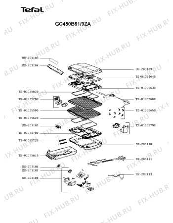 Схема №1 GC450B52/9ZA с изображением Рукоятка для мультигриля Tefal SS-203104