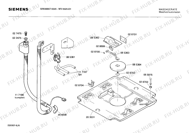 Взрыв-схема стиральной машины Siemens WV5525 SIWAMAT 552 - Схема узла 06