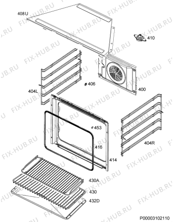 Взрыв-схема плиты (духовки) Electrolux EOB3400BOK - Схема узла Oven