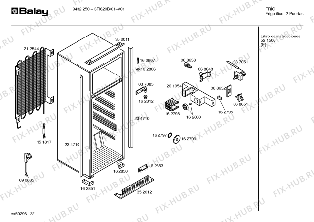 Схема №3 F6261/01 F6261 с изображением Поднос для холодильной камеры Bosch 00296885