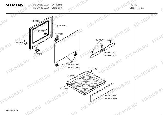 Взрыв-схема плиты (духовки) Siemens HS34129EU - Схема узла 04