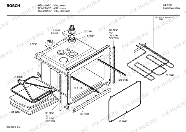 Взрыв-схема плиты (духовки) Bosch HBN214G - Схема узла 03