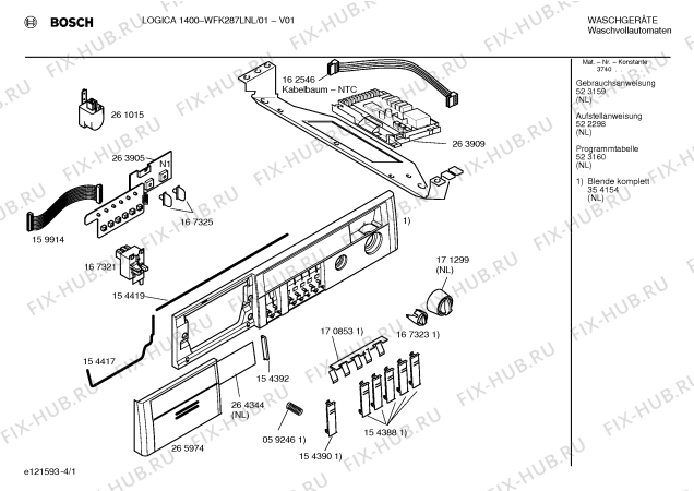 Схема №4 WFK287LNL LOGICA 1400 с изображением Таблица программ для стиральной машины Bosch 00523160