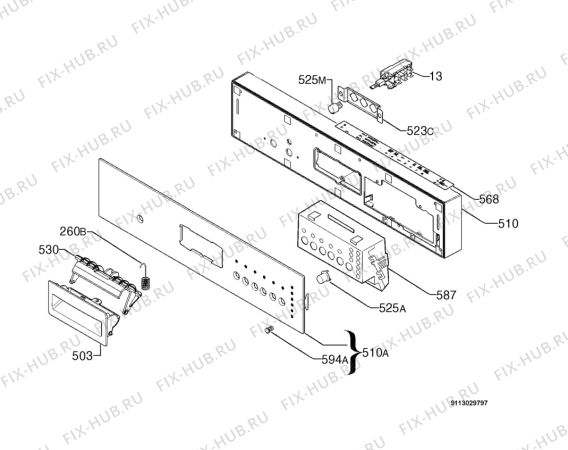 Взрыв-схема посудомоечной машины Electrolux GA551F100 - Схема узла Command panel 037