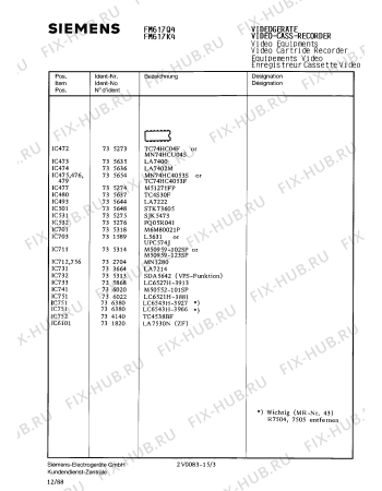 Схема №15 FM617K4 с изображением Инструкция по эксплуатации для видеоэлектроники Siemens 00530534