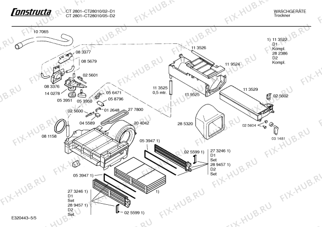 Схема №5 CT28010 CT2801 с изображением Панель для сушилки Bosch 00273807