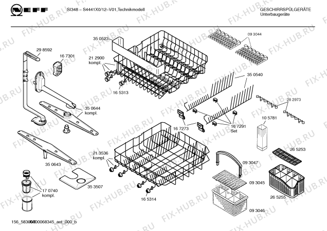 Схема №5 S4441X0 SI348 с изображением Инструкция по эксплуатации для посудомойки Bosch 00524026