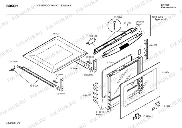 Схема №4 HEN355CCC с изображением Панель управления для духового шкафа Bosch 00353713