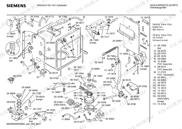 Взрыв-схема посудомоечной машины Siemens SN54521 - Схема узла 02