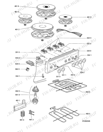 Взрыв-схема плиты (духовки) Whirlpool ACM 372 D - Схема узла