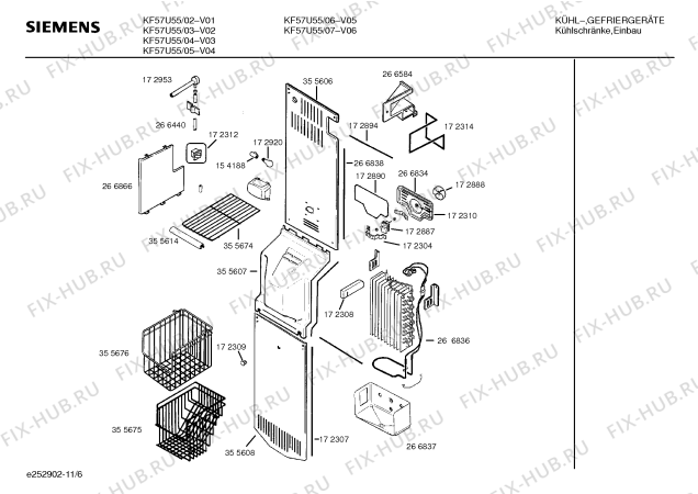 Схема №11 KG66U55 с изображением Корпус для холодильника Siemens 00266828