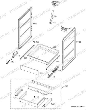 Взрыв-схема плиты (духовки) Electrolux EKI6555EIW - Схема узла Housing 001