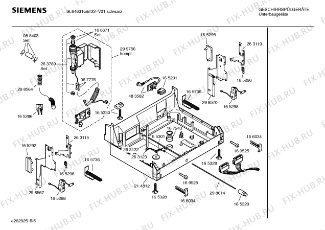 Взрыв-схема посудомоечной машины Siemens SL64631GB - Схема узла 05