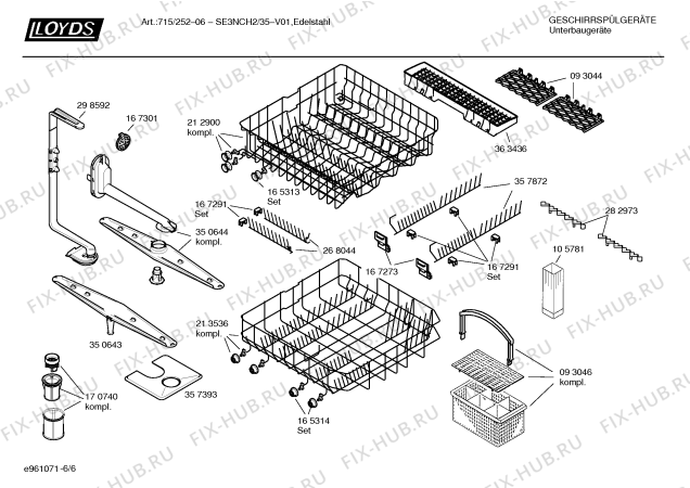 Взрыв-схема посудомоечной машины Lloyds SE3NCH2 Art.: 715/252-06 - Схема узла 06