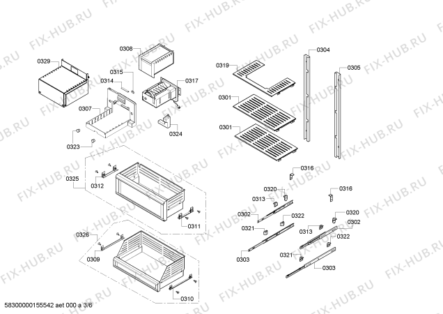 Схема №6 RF463700 с изображением Монтажный набор для холодильника Bosch 00704921