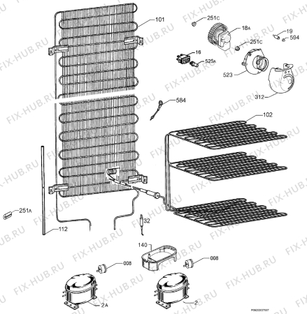 Взрыв-схема холодильника Zanussi ZRB637VXL - Схема узла Cooling system 017