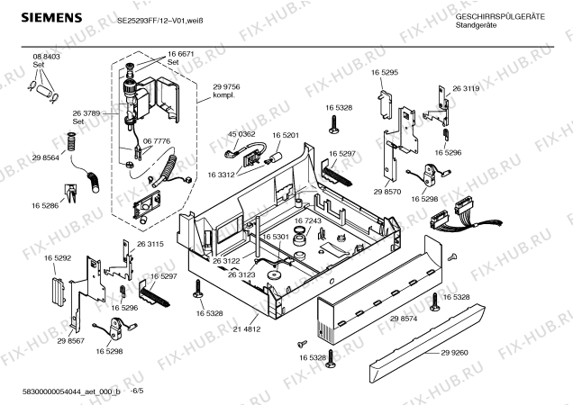 Взрыв-схема посудомоечной машины Siemens SE25293FF - Схема узла 05